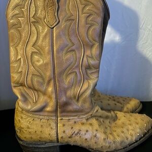 Tan Ostrich Leather Cowboy Boots